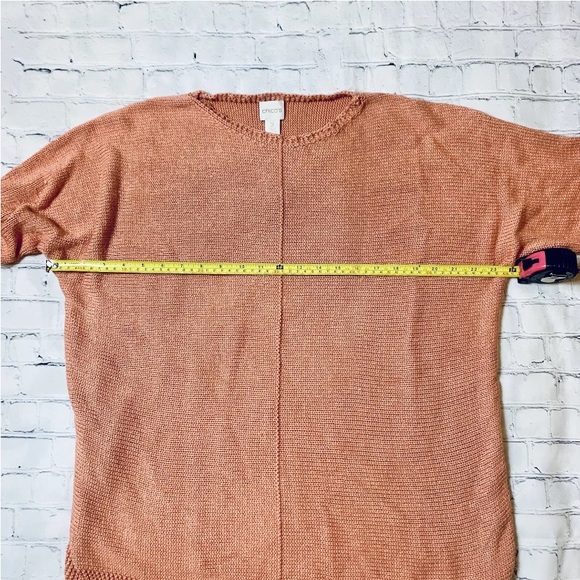 Chico's 2 Size L Large Coral Pink Crew Neck 3/4 Sleeve Knit Sweater Spring Summe - Picture 5 of 9